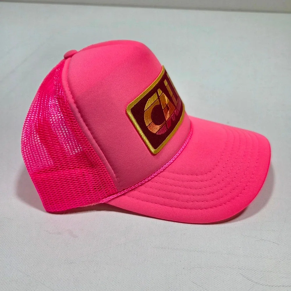 Port Sandz Trucker Hat Surf Neon Pink CALI Patch Mesh Snapback Cap Retro Summer